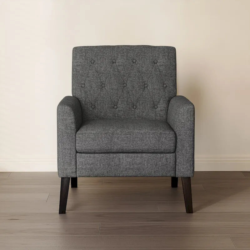 Fauteuil d'appoint capitonné en tissu de lin, style Mid-Century Modern - 28,5 L X 27,25 P X 33,75 H
