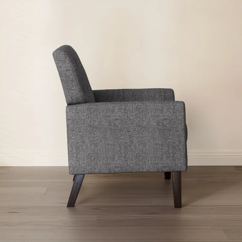 Fauteuil d'appoint capitonné en tissu de lin, style Mid-Century Modern - 28,5 L X 27,25 P X 33,75 H