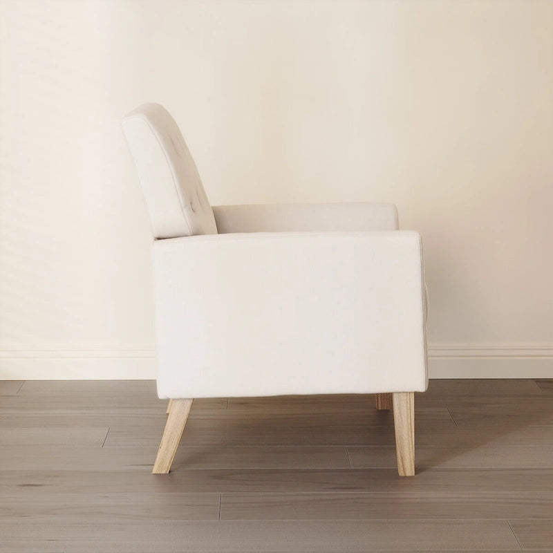 Fauteuil d'appoint capitonné en tissu de lin, style Mid-Century Modern - 28,5 L X 27,25 P X 33,75 H