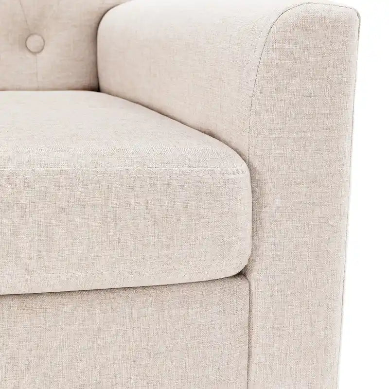 Fauteuil d'appoint capitonné en tissu de lin, style Mid-Century Modern - 28,5 L X 27,25 P X 33,75 H