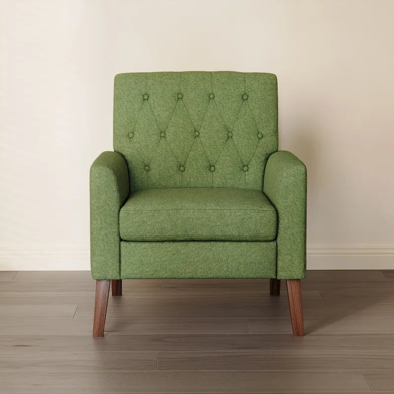 Fauteuil d'appoint capitonné en tissu de lin, style Mid-Century Modern - 28,5 L X 27,25 P X 33,75 H