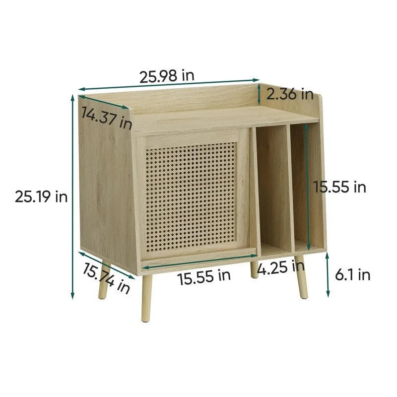 Meuble tourne-disque avec rangement pour vinyles - 40 x 66 x 64 cm