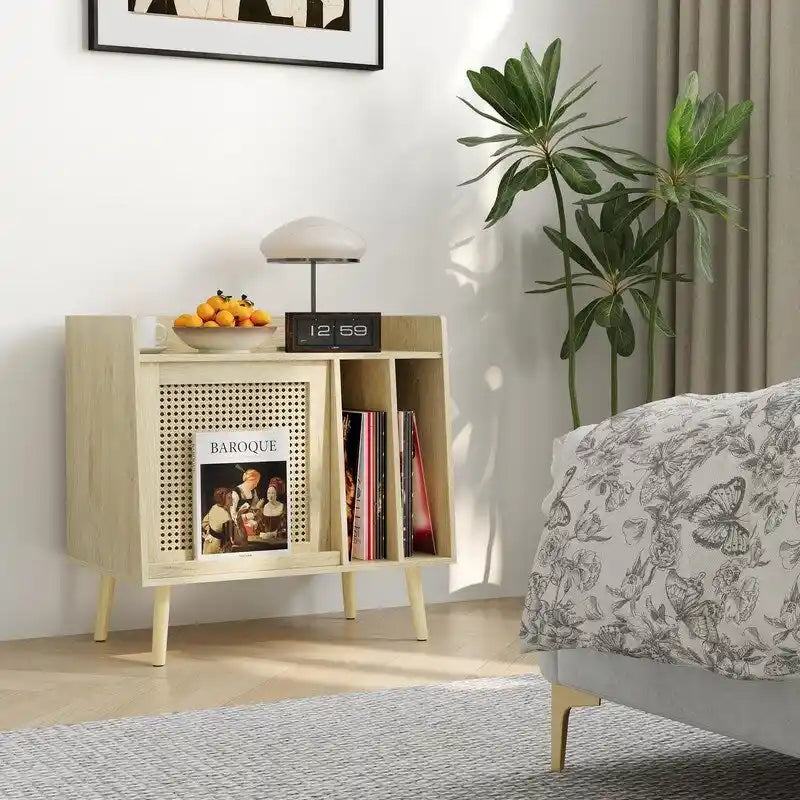 Meuble tourne-disque avec rangement pour vinyles - 40 x 66 x 64 cm