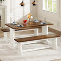 Table de petite salle à manger de style campagnard en bois de 119 cm avec 2 bancs - N/A