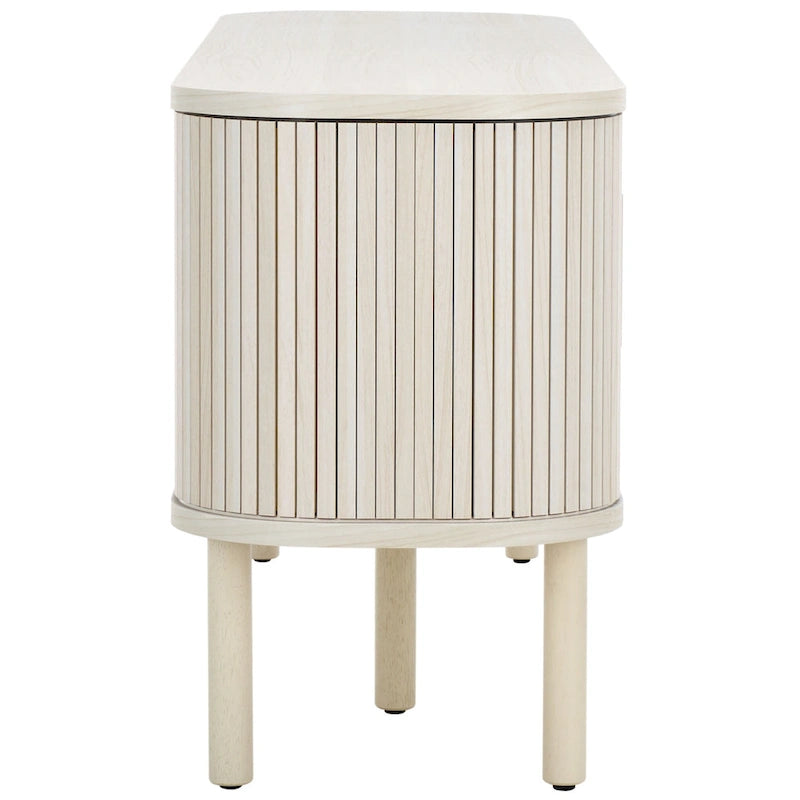 Meuble TV Home Tealla avec 2 portes tambour et 1 porte vitrée à levier. - 150x38x61 cm