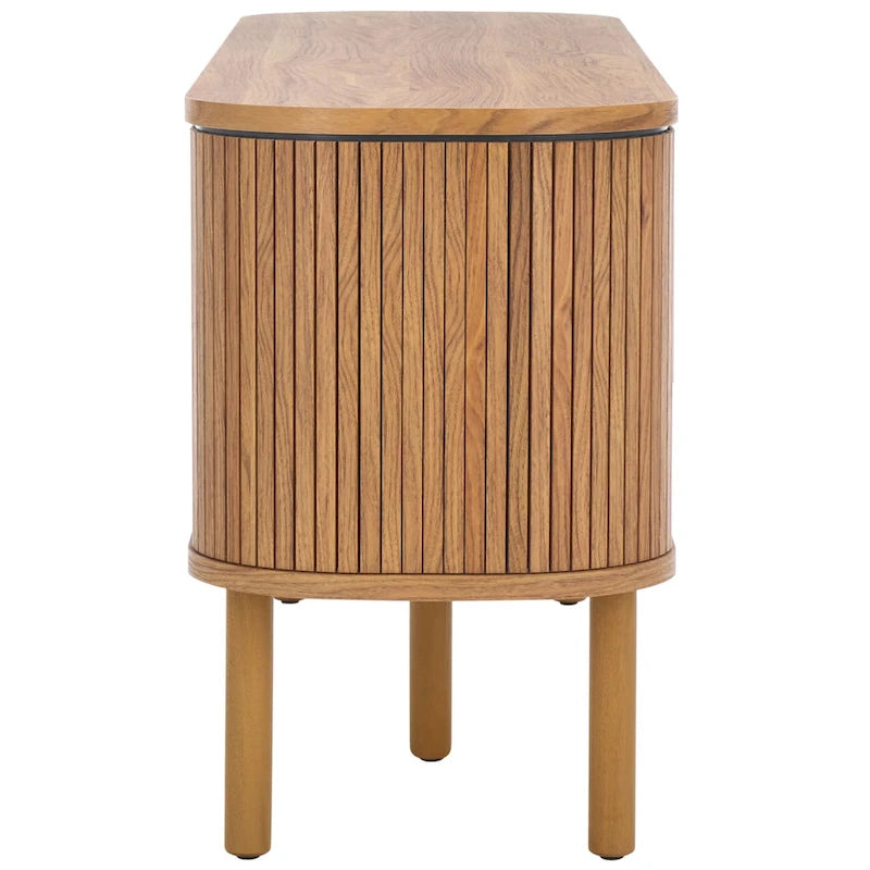 Meuble TV Home Tealla avec 2 portes tambour et 1 porte vitrée à levier. - 150x38x61 cm