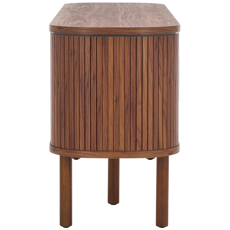 Meuble TV Home Tealla avec 2 portes tambour et 1 porte vitrée à levier. - 150x38x61 cm