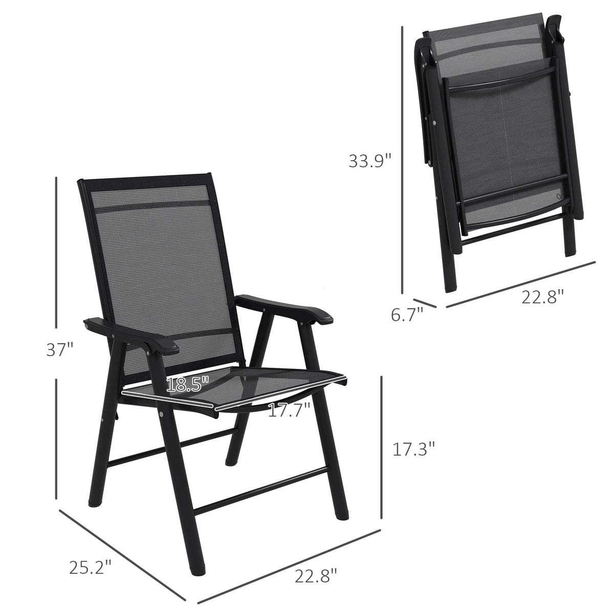 Lot de 4 chaises pliantes Outsunny au design simple et élégant, confortables pour la terrasse, le jardin et les voyages